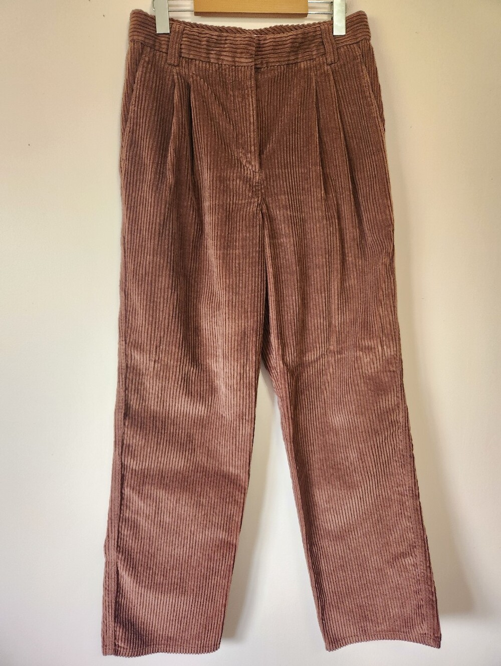 Aritzia Sunday Best Harvey Corduroy Pleated Trouser Pant Academia Brown Size 8